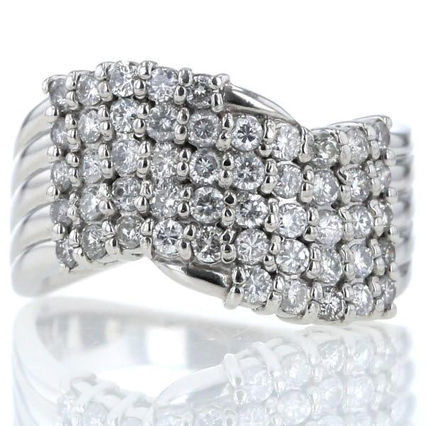 Pt900 プラチナ リング ダイヤモンド 1.03ct メレダイヤ 5連 ウェーブ 