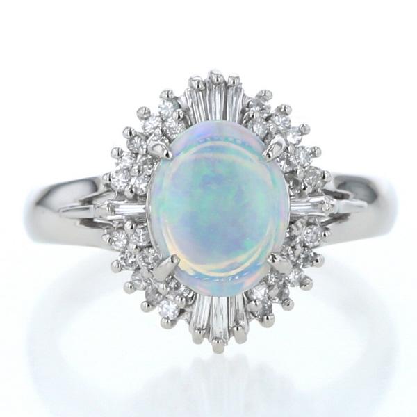Pt900 プラチナ リング オパール0.79ct ダイヤモンド0.30ct カボション  