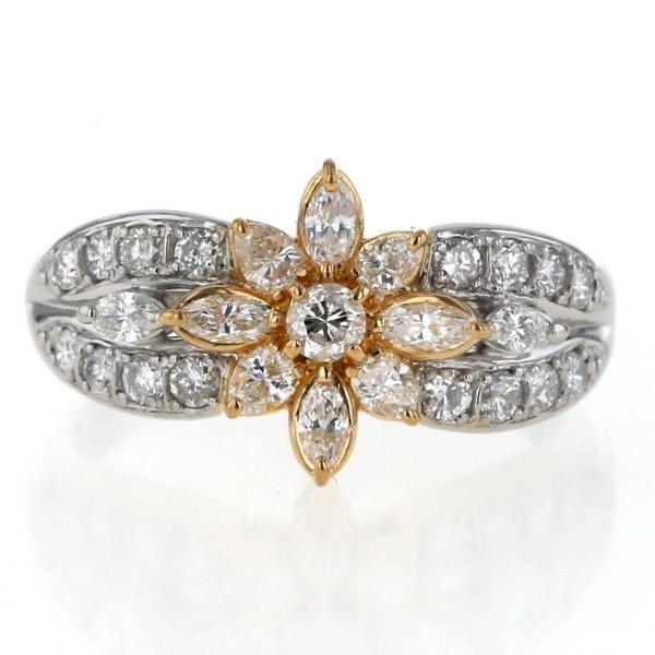 Pt900 K18YG プラチナ イエローゴールド リング ダイヤモンド1.00ct  