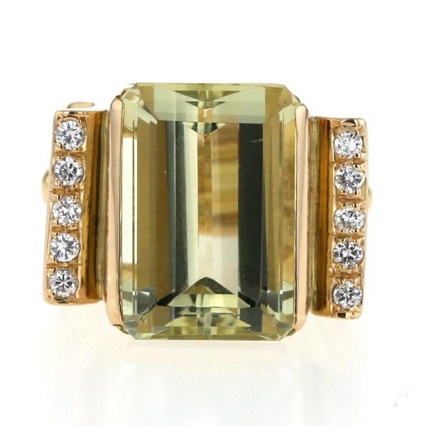 K18YG イエローゴールド リング レモンクォーツ 8.54ct ダイヤ K18YG イエローゴールド リング レモンクォーツ 8.54ct ダイヤ