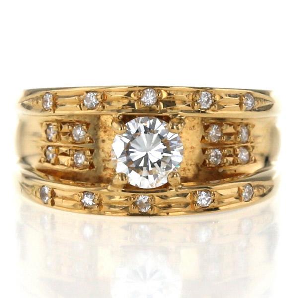 K18YG イエローゴールド リング ダイヤモンド 0.37ct/0.12ct