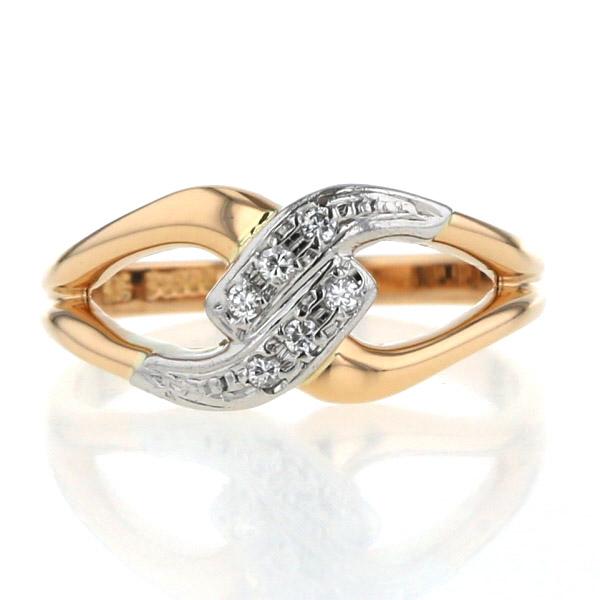 K18YG Pt900 コンビ リング ダイヤモンド 0.06ct 6粒 インフィニティ  