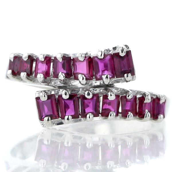 Pt900 プラチナ リング ルビー 1.07ct スクエアカット 抱き合わせ 