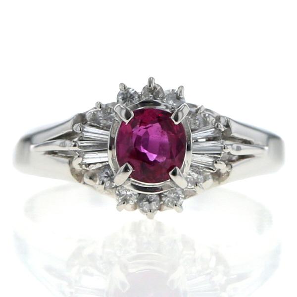 Pt900 プラチナ リング ルビー 0.37ct ダイヤモンド 0.15ct オーバル