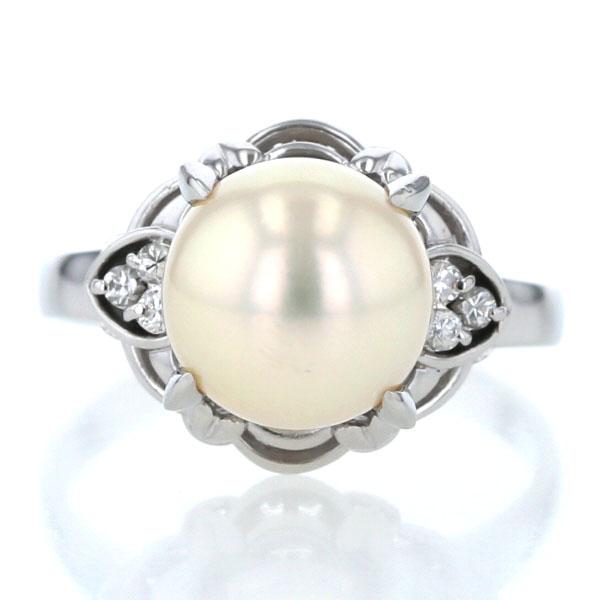 値下げ Pt900 プラチナ リング ダイヤモンド 0.11ct パール 真珠10.0mm 