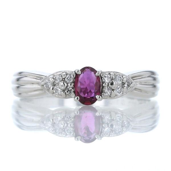 値下げ Pt900 プラチナ リング ルビー0.35ct ダイヤモンド0.10ct
