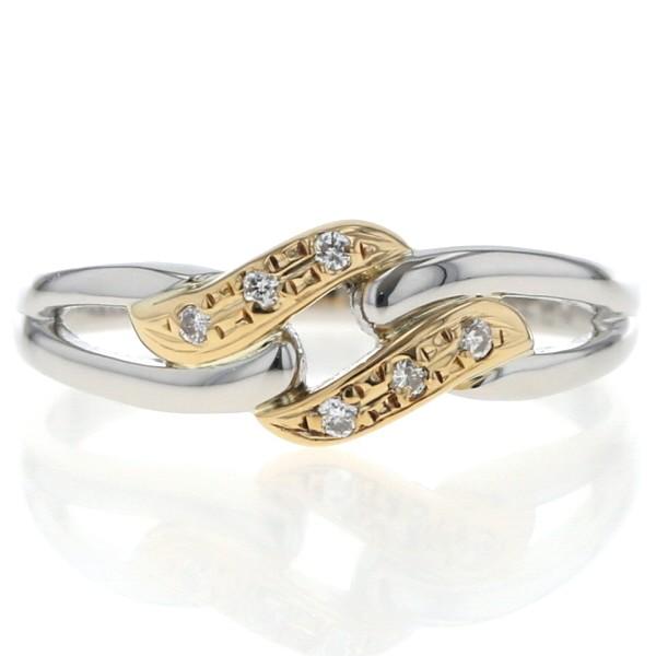 Pt900 K18YG プラチナ イエローゴールド リング ダイヤモンド 0.04ct