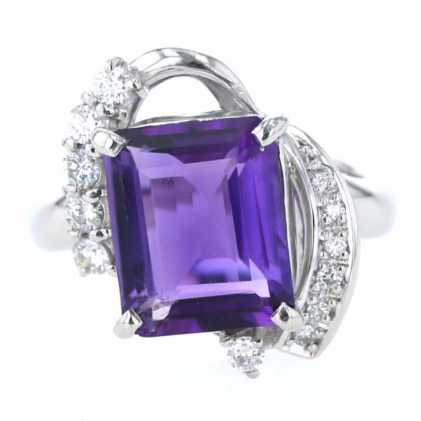 Pt900 プラチナ リング アメジスト ダイヤモンド0.30ct 大粒