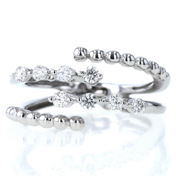 QVC 18k　ダイヤモンドフリーサイズ チェーンリング PT ダイヤモンド フリーサイズチェーンリング 計0.45ctUP