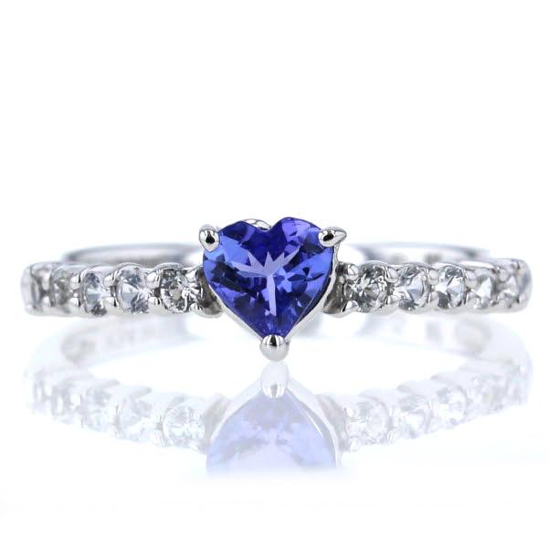 K14WG ホワイトゴールド リング タンザナイト ホワイトサファイア  
