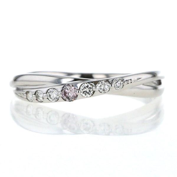 K18WG ホワイトゴールド リング ピンクダイヤモンド 0.04ct  