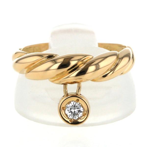 K18YG イエローゴールド リング ダイヤモンド 0.105ct 一粒 チャーム  