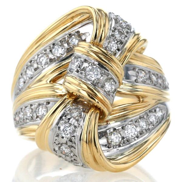 Pt900 K18YG プラチナ イエローゴールド リング ダイヤモンド0.58ct  