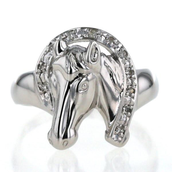 Pt900 プラチナ リング ダイヤモンド 馬 ホースシュー U字 競馬
