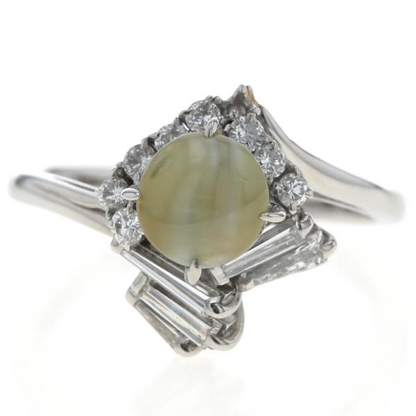 Pt900 プラチナ リング クリソベリルキャッツアイ 1.54ct ダイヤモンド