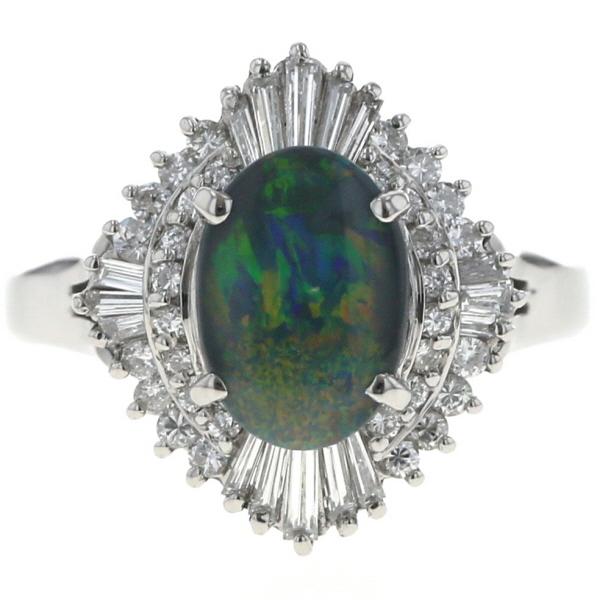 ブラックオパール 16,351ct 天然ダイヤモンド 0,15ct PT900 PT900 ブラックオパール リング