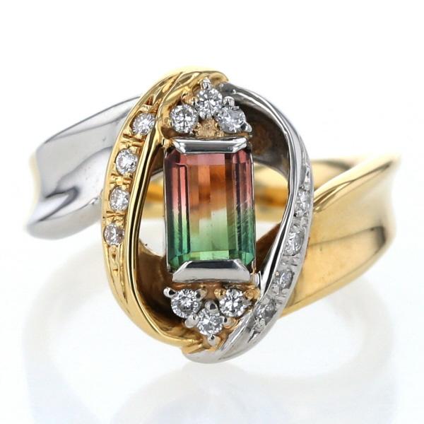 値下げ K18 Pt900 イエローゴールド プラチナ リング パーティカラード  