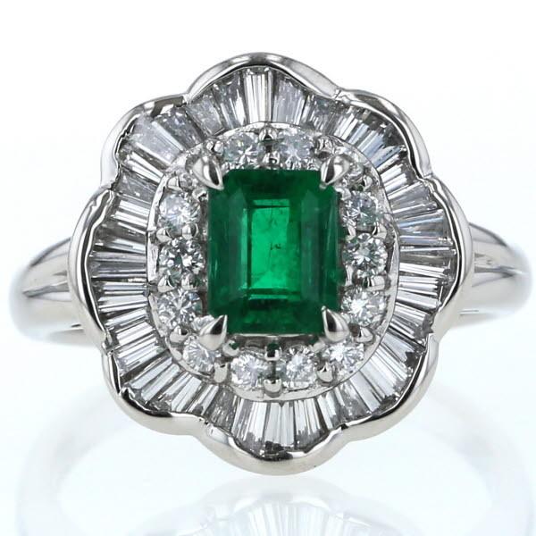 Pt850 プラチナ リング エメラルド0.74ct ダイヤモンド0.89ct Pt850 プラチナ リング エメラルド0.74ct ダイヤモンド0.89ct