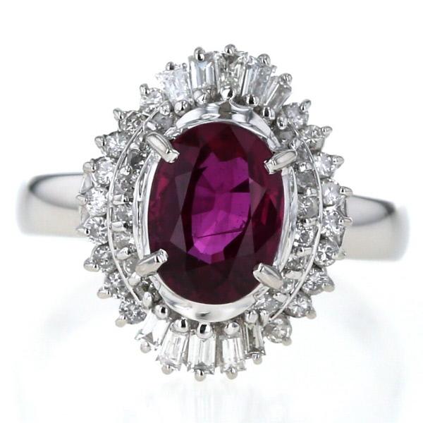 pt900 プラチナ ルビー 0.45ct ダイヤモンド リング 指輪 11号