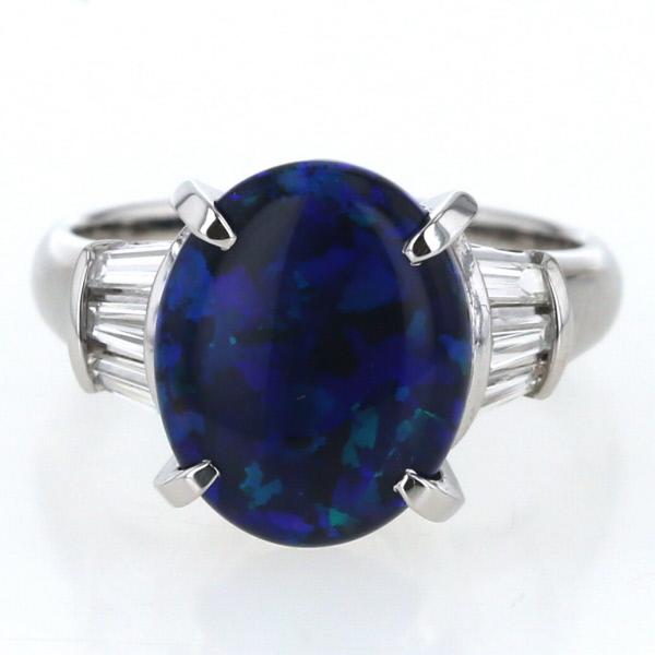 Pt900 プラチナ リング ブラックオパール 3.35ct ダイヤモンド 0.44ct  