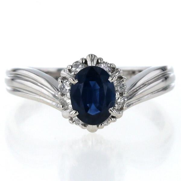 Pt900 リング サファイア 0.71ct ダイヤモンド 0.12ct オーバル  