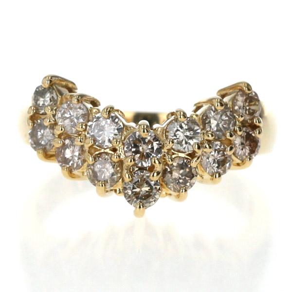 K18YG イエローゴールド リング ダイヤモンド 1.00ct ブラウンダイヤ 