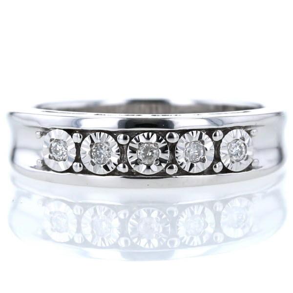 ダイヤモンド　ムーンストーン　ホワイトゴールド　リング　K10WG K10WG ホワイトゴールド リング ダイヤモンド 5粒 ストレート ライン