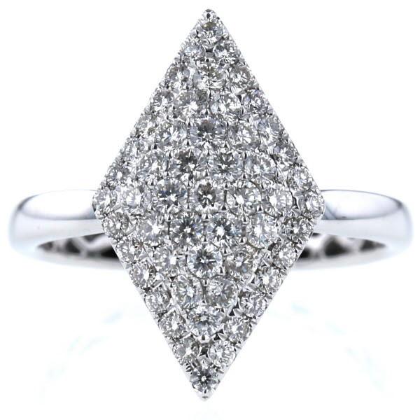 K18WG ホワイトゴールド リング ダイヤモンド0.70ct パヴェ ひし形  