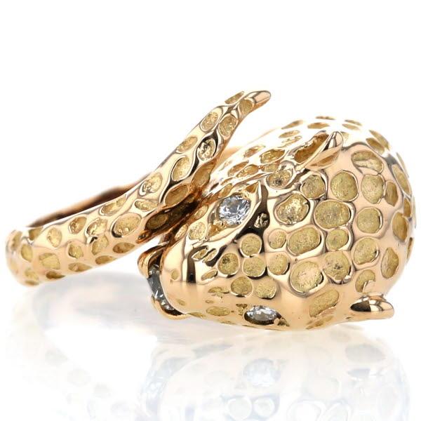 値下げ K18YG イエローゴールド リング ダイヤモンド 豹 ヒョウ  