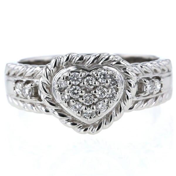 値下げ Pt900 プラチナ リング ダイヤモンド0.19ct ハート ロープ 