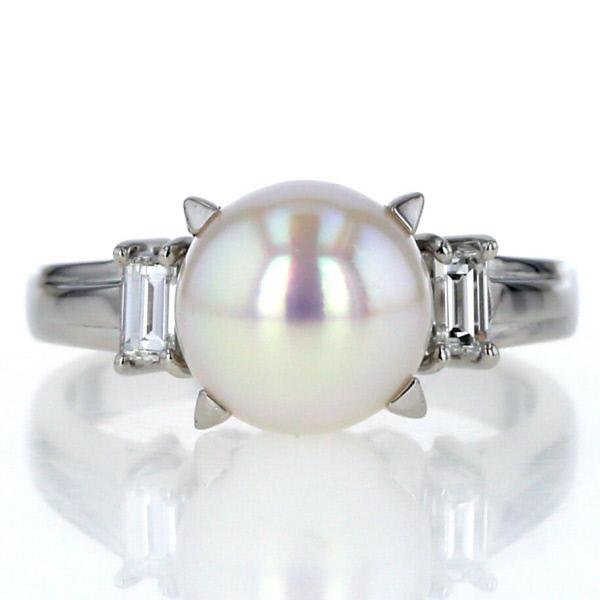 スカラベ アコヤ真珠 指輪 pt900 8号 スカラベ アコヤ真珠 指輪 pt900 8号