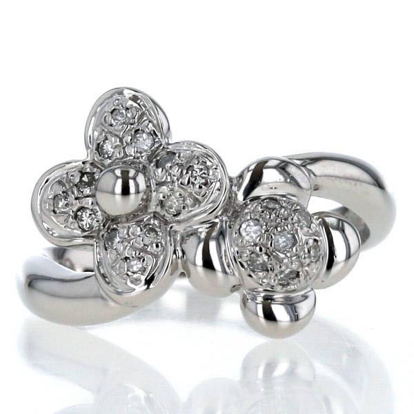 Pt900 プラチナ リング ダイヤモンド 0.12ct メレダイヤ フラワー 花 2 