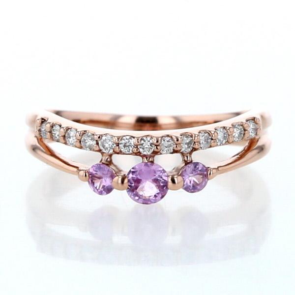 K10PG ピンクゴールド リング ピンクサファイア ダイヤモンド 0.10ct