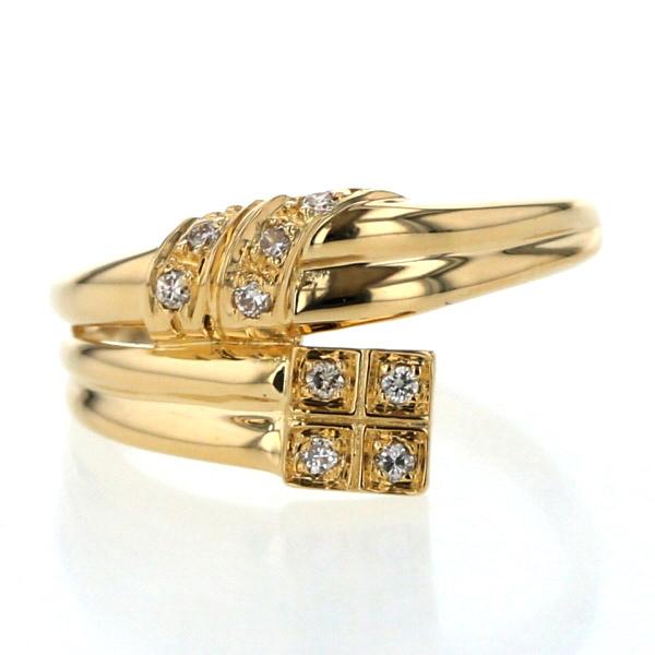 K18YG イエローゴールド リング ダイヤモンド 0.08ct ロール 巻き付き