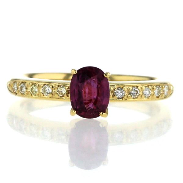 Pt900 K18YG ルビーダイヤリング12.5号