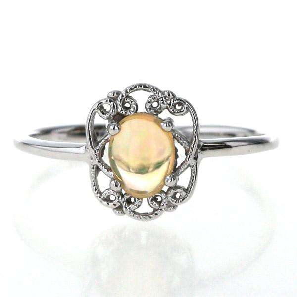 新品]ホワイトオパールリング(K14WG)