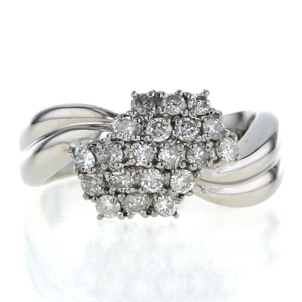 Pt850 プラチナ リング ダイヤモンド 0.52ct パヴェ リボン ウェーブ  