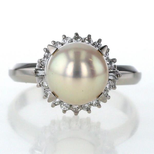 Pt900 プラチナ リング 真珠 8.8mm ダイヤモンド 0.260ct パール 