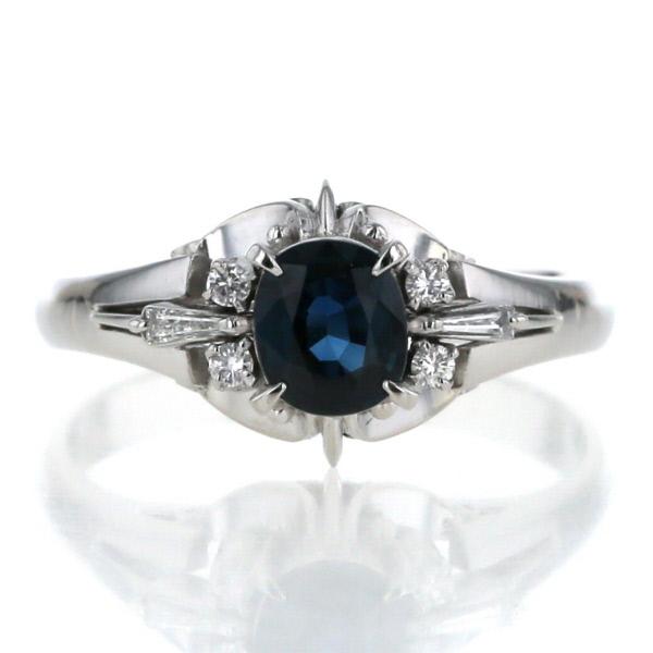 Pt850 プラチナ リング サファイア 0.82ct ダイヤモンド 0.10ct