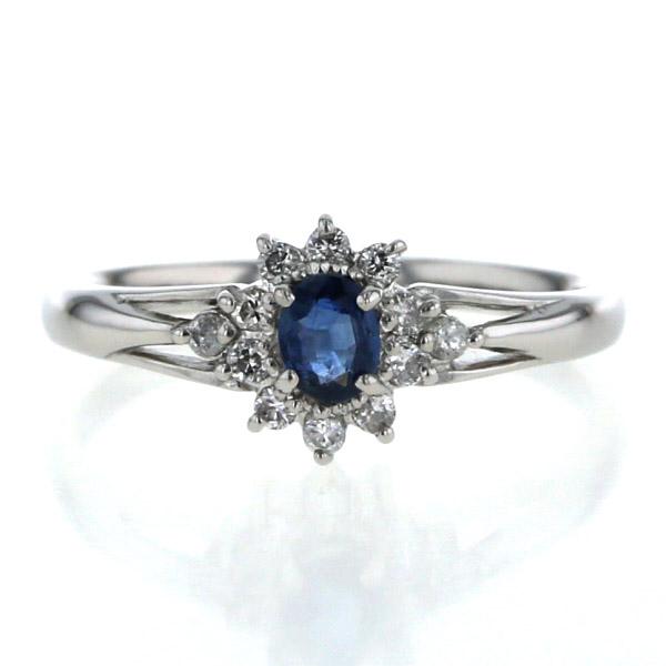Pt900 プラチナ リング サファイア 0.25ct ダイヤモンド 0.14ct