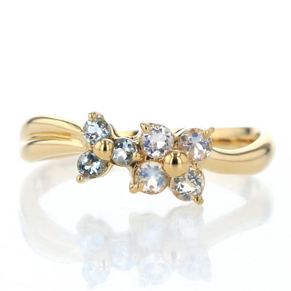 ゴールド K18フラワーリング 青色ストーン 楽天市場】【10％OFFクーポン配布中】 k18 リング ブルートパーズ