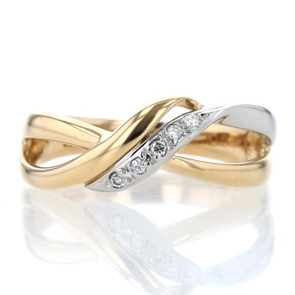 ち*♪様 K18/pt900☆0.12ct上質ダイヤモンドデザインリング☆11号 K18YG/PT900 ダイヤモンド リング 0.04CT