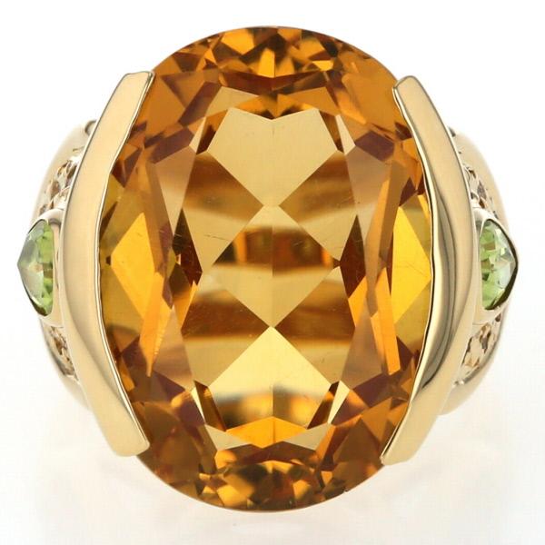 ★コジサト★K18YG&WG ダイヤモンドリング(約4.1ｇ) K18YG イエローゴールド リング シトリン 18.37ct ペリドット 0.75ct