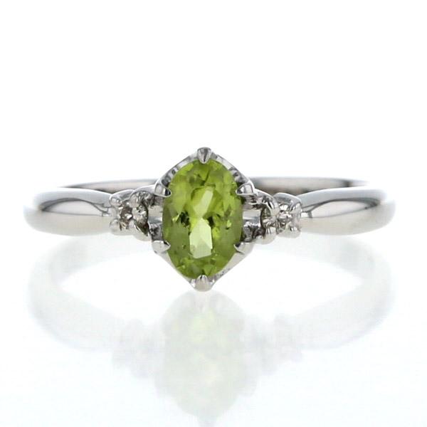 ☆美品☆プラチナリング☆シンプル☆素敵☆ベリテ☆ Pt850 プラチナ リング ペリドット 0.48ct ダイヤモンド 0.03ct サイド