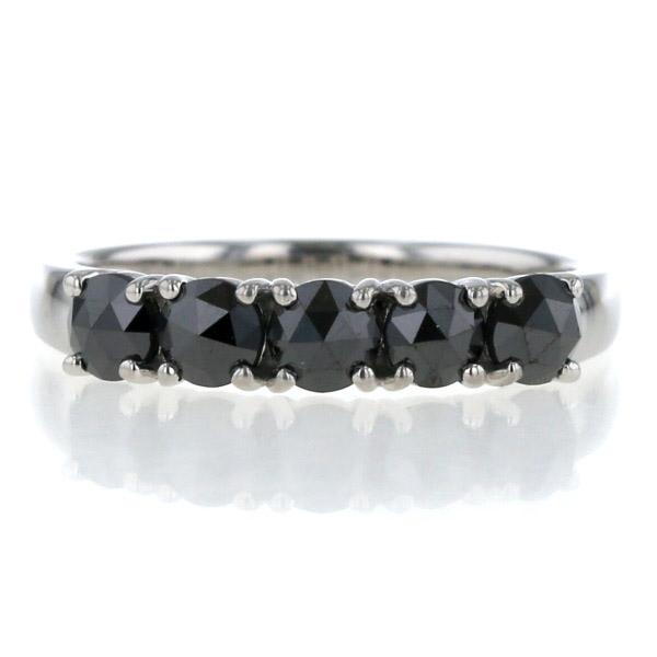 GSTV Pt950 プラチナ リング ブラックダイヤモンド 1.05ct 5粒 ローズ