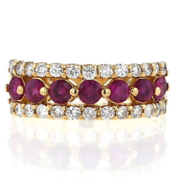 K18YG イエローゴールド リング ルビー 0.88ct ダイヤモンド 0.58ct