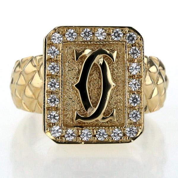 K14YG 585 イエローゴールド リング キュービックジルコニア CCロゴ  