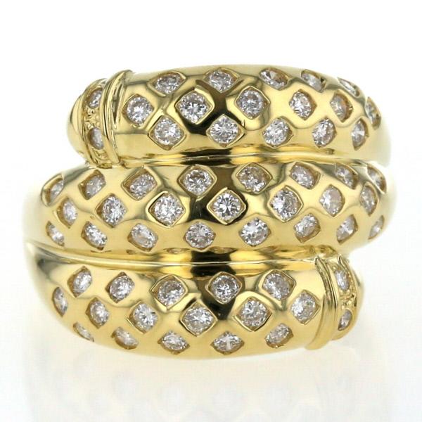 K18ダイヤモンドウェーブリング K18・Pt900・ウェーブダイヤリング – ex'position