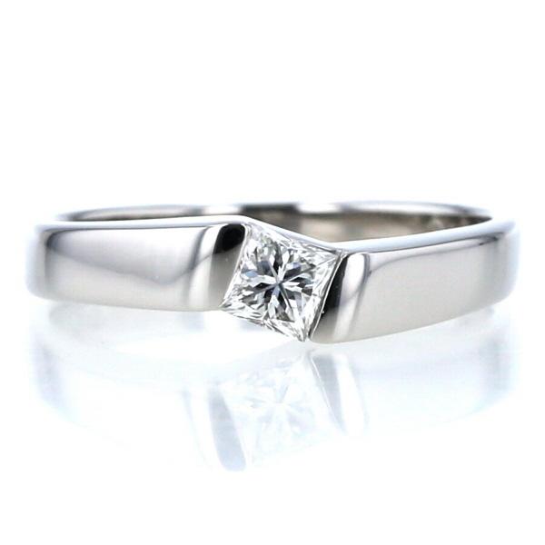 値下げ Pt850 プラチナ リング ダイヤモンド 0.33ct スクエア  