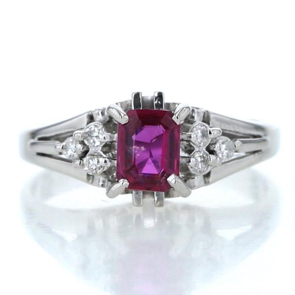 Pt900 プラチナ リング ルビー 0.54ct ダイヤモンド スクエア Pt900 プラチナ リング ルビー 0.54ct ダイヤモンド スクエア